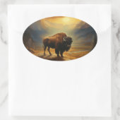 Buffalo Bison Sunset Silhouet Ovale Sticker (Tas)