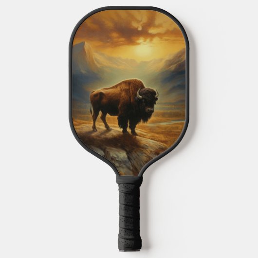 Buffalo Bison Sunset Silhouet Pickleball Paddle (Voorkant)