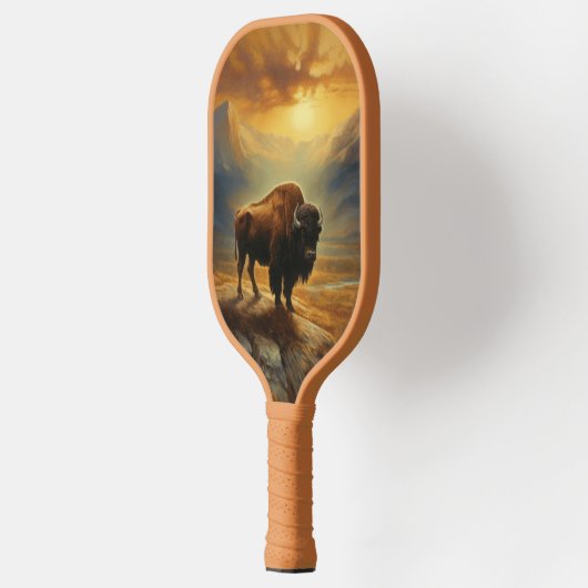 Buffalo Bison Sunset Silhouet Pickleball Paddle (Links)