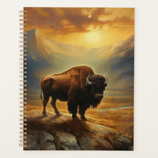 Buffalo Bison Sunset Silhouet Planner (Voorkant)