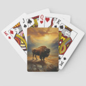 Buffalo Bison Sunset Silhouet Pokerkaarten (Achterkant)