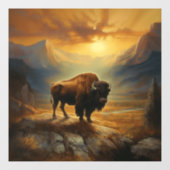Buffalo Bison Sunset Silhouet Raamsticker (Vel)