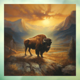 Buffalo Bison Sunset Silhouet Raamsticker
