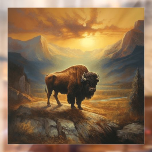 Buffalo Bison Sunset Silhouet Raamsticker (Vel 2)