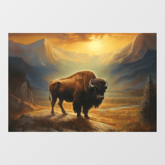 Buffalo Bison Sunset Silhouet Raamsticker (Vel)