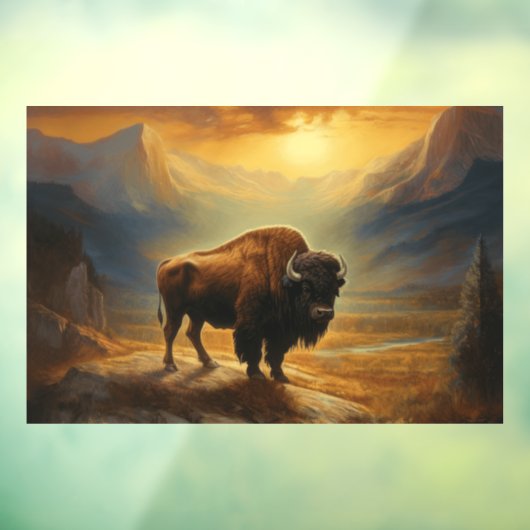 Buffalo Bison Sunset Silhouet Raamsticker (Vel 3)