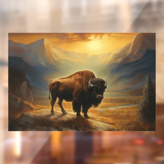 Buffalo Bison Sunset Silhouet Raamsticker (Vel 2)