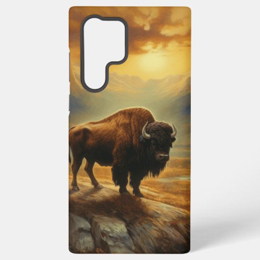 Buffalo Bison Sunset Silhouet Samsung Galaxy Hoesje (Achterkant)