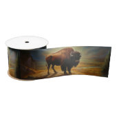 Buffalo Bison Sunset Silhouet Satijnen Lint (Spoel)