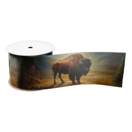 Buffalo Bison Sunset Silhouet Satijnen Lint