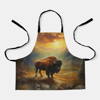 Buffalo Bison Sunset Silhouet Schort