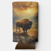 Buffalo Bison Sunset Silhouet Seltzer Blikjeskoeler (Achterkant)