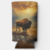 Buffalo Bison Sunset Silhouet Seltzer Blikjeskoeler (Voorkant)