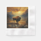 Buffalo Bison Sunset Silhouet Servet (Voorkant)