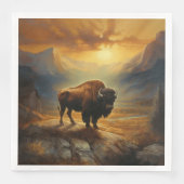 Buffalo Bison Sunset Silhouet Servet (Voorkant)