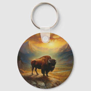 Buffalo Bison Sunset Silhouet Sleutelhanger