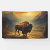 Buffalo Bison Sunset Silhouet Spandoek (Horizontaal)