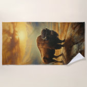 Buffalo Bison Sunset Silhouet Strandlaken (Voorkant)