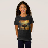Buffalo Bison Sunset Silhouet T-shirt (Voorkant volledig)