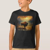 Buffalo Bison Sunset Silhouet T-shirt (Voorkant)