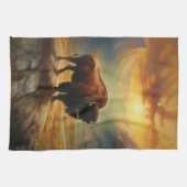 Buffalo Bison Sunset Silhouet Theedoek (Horizontaal)