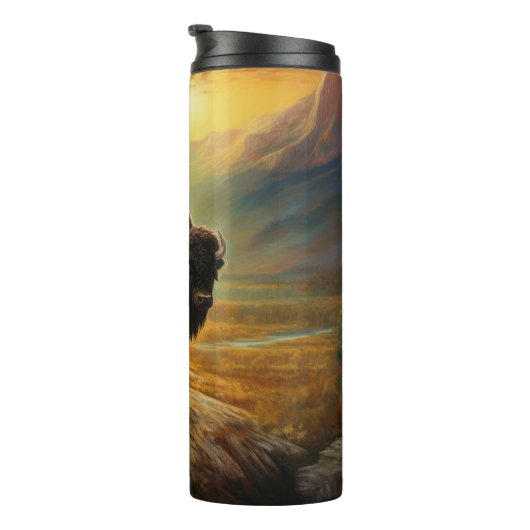 Buffalo Bison Sunset Silhouet Thermosbeker (Geroteerd rechts)