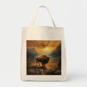 Buffalo Bison Sunset Silhouet Tote Bag (Voorkant)