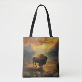 Buffalo Bison Sunset Silhouet Tote Bag (Voorkant)