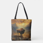 Buffalo Bison Sunset Silhouet Tote Bag (Achterkant)