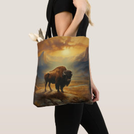 Buffalo Bison Sunset Silhouet Tote Bag