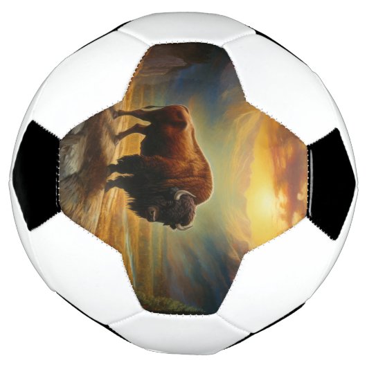 Buffalo Bison Sunset Silhouet Voetbal (Gedraaid)