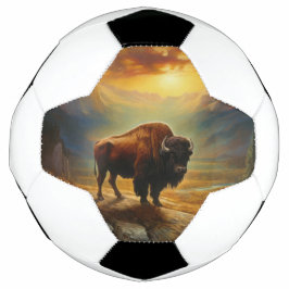 Buffalo Bison Sunset Silhouet Voetbal
