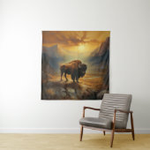 Buffalo Bison Sunset Silhouet Wandkleed (In situ)