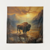 Buffalo Bison Sunset Silhouet Wandkleed (Voorkant)