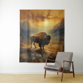 Buffalo Bison Sunset Silhouet Wandkleed