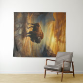 Buffalo Bison Sunset Silhouet Wandkleed (In Situ (horizontaal))