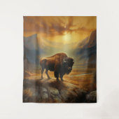 Buffalo Bison Sunset Silhouet Wandkleed (Voorkant)