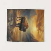 Buffalo Bison Sunset Silhouet Wandkleed (Voorkant (horizontaal))