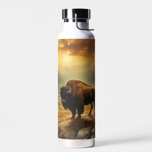 Buffalo Bison Sunset Silhouet Waterfles (Links)