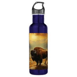 Buffalo Bison Sunset Silhouet Waterfles