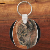 Buffalo, Bison, Tracks Waterverf Animal Sleutelhanger (Voorkant)