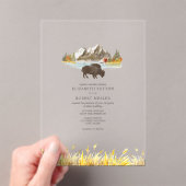 Buffalo Bison Waterverf Mountains Autumn Wedding Acryl Uitnodigingen (Insitu (Draagbaar))