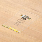 Buffalo Bison Waterverf Mountains Autumn Wedding Acryl Uitnodigingen (Laagn)