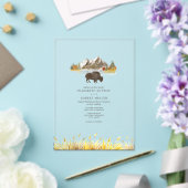 Buffalo Bison Waterverf Mountains Autumn Wedding Acryl Uitnodigingen (Insitu (Huwelijk))