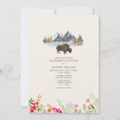 Buffalo Bison Waterverf Mountains Floral Wedding Kaart (Voorkant)