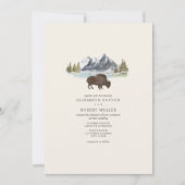 Buffalo Bison Waterverf Mountains Ranch Wedding I Kaart (Voorkant)