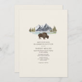 Buffalo Bison Waterverf Mountains Ranch Wedding I Kaart (Voorkant / Achterkant)