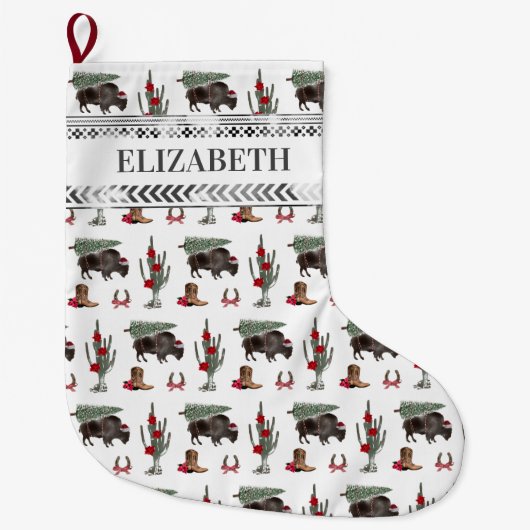 Buffalo Bison Westerne Ranch Cowboy-kerstboom Grote Kerstsok (Voorkant)