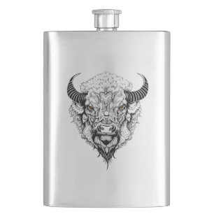 Buffalo Bison Wild Animal Natuur Illustratie Kunst Flacon