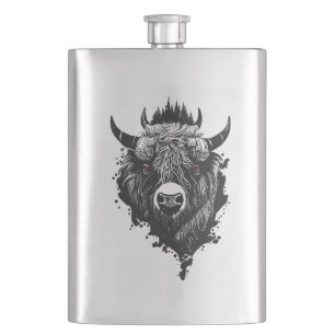 Buffalo Bison Wild Animal Natuur Illustratie Kunst Flacon